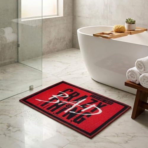 Image of Athom Living Premium Anti Slip Printed Kids Bathmat, Durable Nylon Fabric, Soft Texture, Easy to Clean, Stylish Home Decor Mat for Doorway & Kids Room, 37x57 cm, Multicolor (Maverl- Crazy Bad Things)