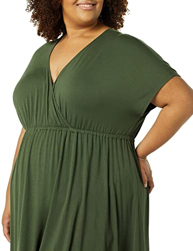 Image of Amazon Essentials Women's V Neck Elastic Waist Surplice Dress (Available in Plus Size)