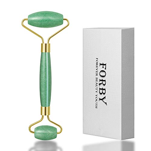 Jade Roller for Face - Natural Jade Facial Face Roller Massager Face Gemstone Healing Toning Skincare Tool for Anti Aging Wrinkle Removal Slim Face(Green Color)