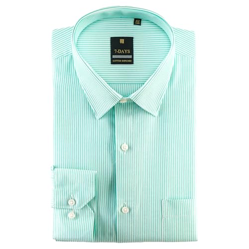 Image of 7-DAYS Men's Premium Striped Formal Shirt - Cotton Rich, Regular Fit, Full Sleeve, with Pocket, Wrinkle Resistant - Stylish Office & Everyday Wear.