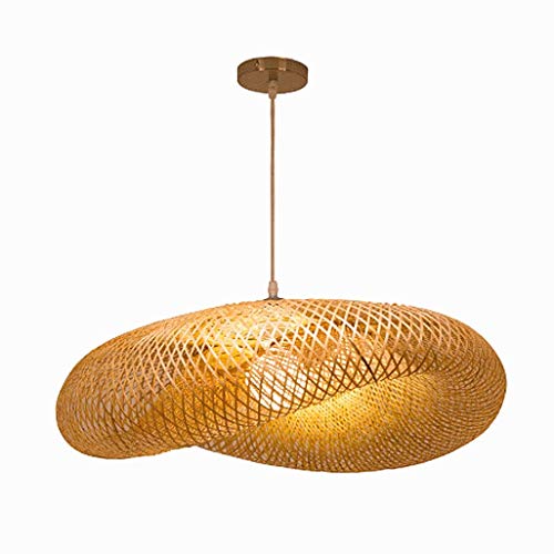 Rotin Bambou Naturel Herbe Lustre créatif Ferme tissé à la Main rétro Lampe de Plafond Lustre Chapeau de Paille Petit Lustre Nuit Salon Chambre Cuisine îlot Suspendu Lampe E27,50cm