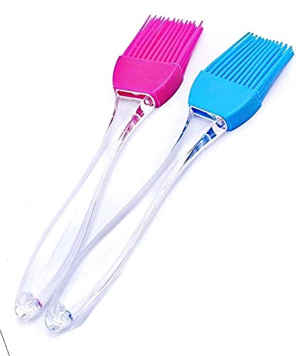 Xacton Flat Pastry Brush | Multi-Purpose Silicone Durable Easy Use | Oil Cooking Brush for Grilling, Tandoor, Cooking, Baking, BBQ | Brush for Cooking | Cooking Tools | Multicolor - Set of 2