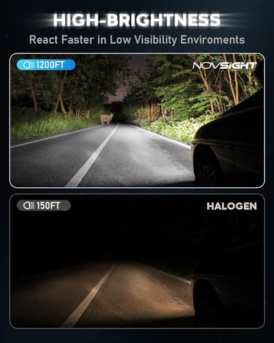 NOVSIGHT H7 LED Headlight Bulb - 90W 30000LM H7 Headlight Bulb, 1:1 Size Super Bright 6500K White Light Conversion Kit, Plug and Play, IP68 Waterproof, Pack of 2