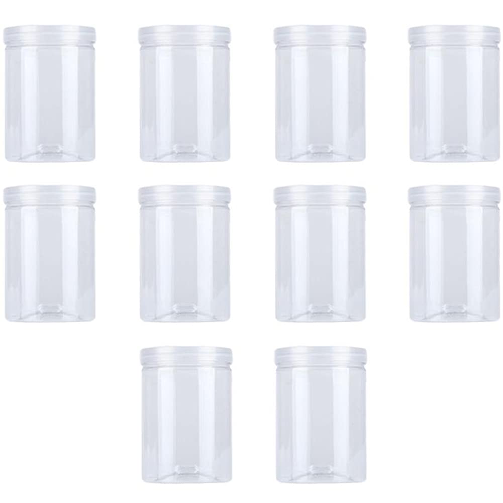 Hotaden 10 Pcs 500ml Food Jar Transparent Kitchen Sealed Plastic Can Snacks Containers with Lid Organizer Box for Candy Cookies Tea