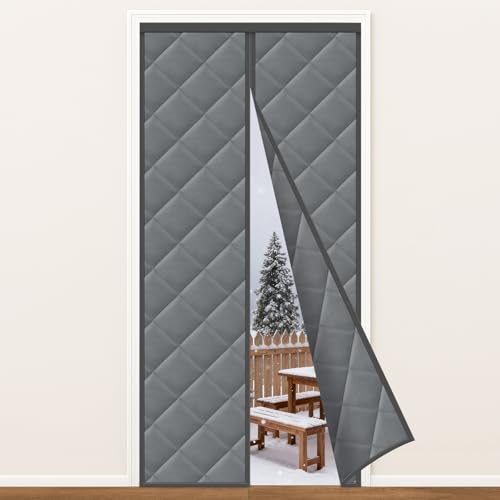 MYCARBON Wärmeschutzvorhang Tür, 120x220cm Magnet Thermo Türvorhang Kälteschutz, Wasserdicht, Winddicht,...
