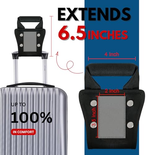 Image of 6.5in Universal Handle Extender for Luggage & Appliances - 6.5 inch Tall-Friendly Extension with ID Card Slot, Heavy-Duty Oxford Nylon for Suitcases, Overnight Bags, Oxygen Concentrators