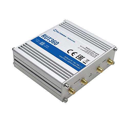Image of Teltonika RUT360100100 Model RUT360 LTE Industrial Cellular Router; Only for use in USA; 4G /3G Frequencies; Ethernet Interfaces, WiFi and Cellular Module; Compatible with IoT and M2M Applications