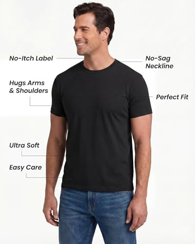 Image of Mens T-Shirts Crew Neck Shirts Athletic Fitted Plain Basic Tees Soft Cotton Blend Comfort T Shirts for Men