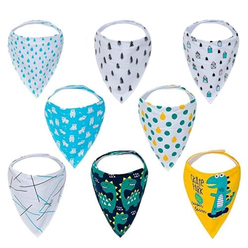 Kawaii Baby Essentials Bandana Bib Scarf Burp Cloth Feeding Teething Drooling 8-Pack (Blue Dream) - Main Image