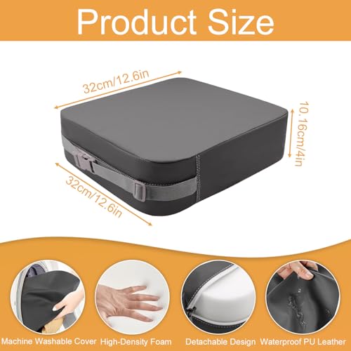 Sitzerhöhung Stuhl Kind,PU Waschbar Zerlegbar 10cm Sitzerhöhung Kinder,Sitzkissen Kinder Mit 2 Verstärkungsbändern,Rutschfester Für Reisen,Haus,Schule,Camping(Grau)