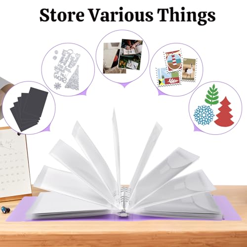 Image of UNIMEIX 12 Pcs Magnetic Sheets for Die Storage with 1 Binder Cover, 2 in 1 Storage Stamp and Die Storage Bags Die Cut Storage Supplies(0.8 mm Thickness, Purple)