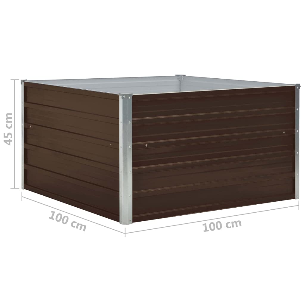 Jardinera elevada, Huerto Urbano Terraza, Huerto En Casa, Tierra Huerto Urbano, Huerto Vertical, Mesa De Cultivo, de Acero galvanizado marrón 100x100x45 cm