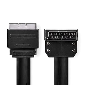 Nedis Nedis SCART-kabel, plat, scartstekker, 90°-hoek, 2,0 m, zwart