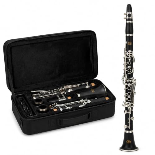 GKW Bb Clarinet for Beginners – Ebonite Student Clarinet with Warm Clear Tone, Nickel-Plated Keys...