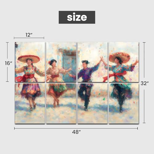 Paquete de 8 paneles acústicos decorativos de arte mexicano con sombreros tradicionales de paja, fajas rojas, paneles de absorción de sonido 48"x32", reducción de ruido y decoración para oficina miniatura 2