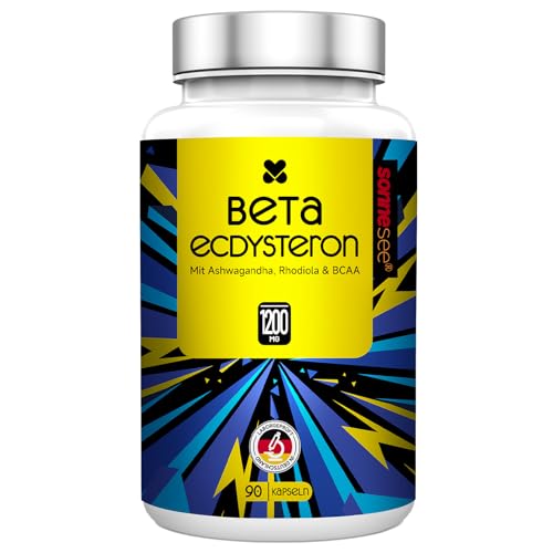 Beta-Ecdysteron-haltiger Pflanzenextrakt 1200 mg – Mit Ashwagandha, Rhodiola & BCAA – 90 Kapseln – Hochdosiert, Vegan, Laborgeprüft