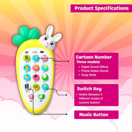 Image of Interactive Mobile Phone Toy for Kids with Lights & Sounds | Learning Toy for Toddlers to Learn Numbers, Music, Buttons & Early Skills
