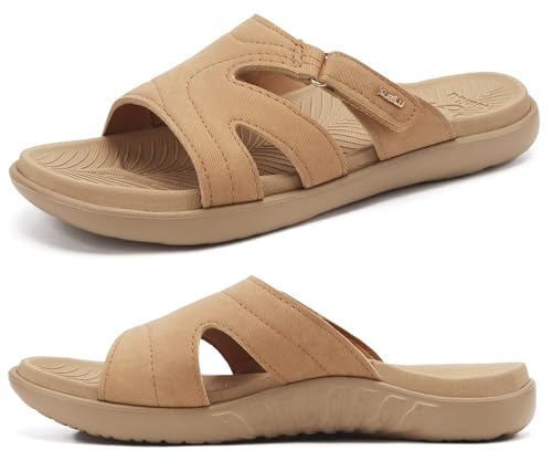 Image of KuaiLu Womens Fashion Orthotic Slides Ladies Athletic Yoga Mat Memory Foam Walking Sandals Thick Cushion Recovery Summer Beach Slippers Comfortable Plantar Fasciitis Arch Support