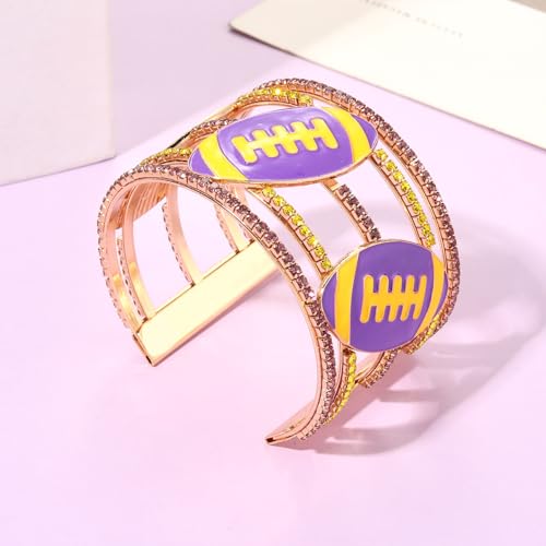 Game Day Bracelets for Women Football Wide Cuff Bracelets Red Yellow Purple Orange Blue Spirit Day Accessories Rhinestone Sport Game Day Cuff Bracelet Bangles Outfits Football Accessories Gifts4