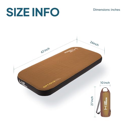 Image of Lost Horizon Air & Foam Camping Mattress, Self-Inflating Sleeping Pad, 3 inch Thick, with Pump Sack, Slim Single