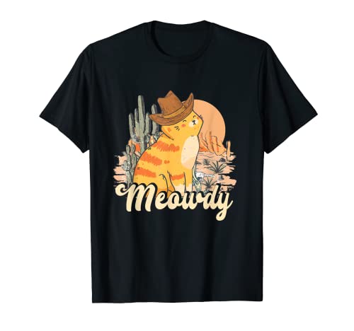 Meowdy Texas Cat Country Music Cowgirl Cat Cowboy Carino Maglietta