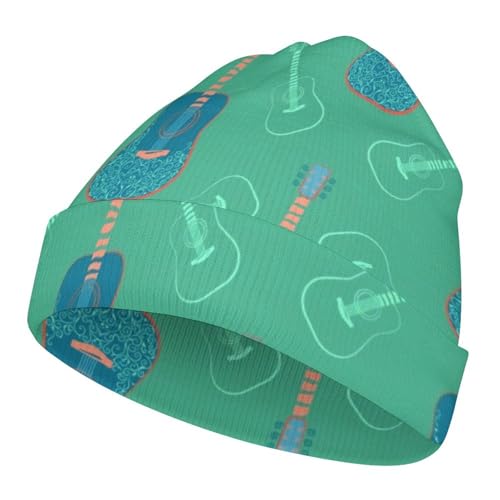 Guitar and Musical Notes Pattern Kids Beanie Hat for for Girls Boys Children Cap Winter Knitted Chemo Cancer Headwear Accessories Gifts Decoration