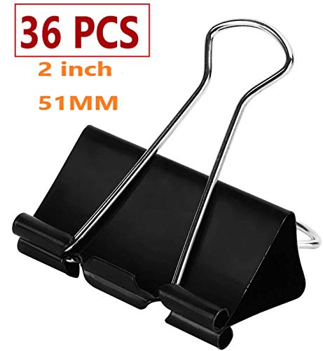 Xzyppci Extra Large Binder Clips 2 Inch Big Paper Clamps Clips for Office Supplies, 36 Pcs