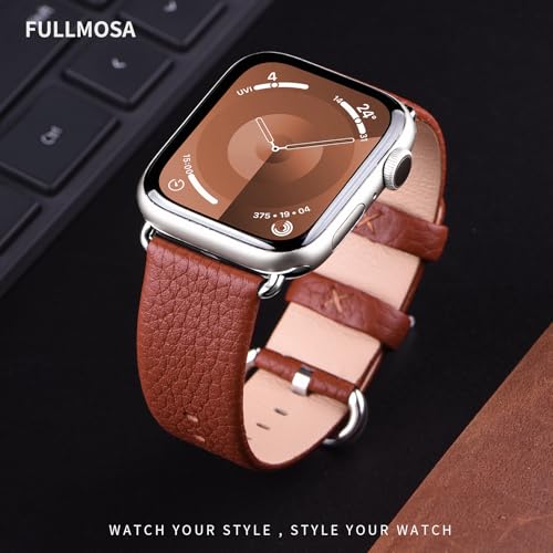 Image of Fullmosa Leather Band Compatible with Apple Watch Band 42mm 44mm 45mm 46mm 49mm, Genuine Leather Replacement Strap for iWatch Ultra3 /2 /1 SE3 /2 /1 Series 11 10 9 8 7 6 SE 5 4 3
