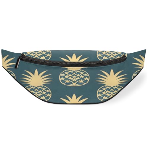 Abstract Hand Painted Pineapple Fanny Pack for Women Men Waist Pack Crossbody Bag with Adjustable Belt for Travel Hiking Running Cycling Festivals