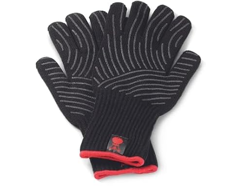 Weber Premium Grill Gloves - Size L/XL, 1 Pair, made of Kevlar blend fabric, Black with Silicone knobs, protection against very high temperatures - Black (6670)