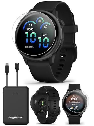 Garmin Vivoactive 6 - Paquete de reloj inteligente GPS para fitness (pizarra/negro) - Reloj de salud AMOLED brillante, duración de la batería de 11 días, batería corporal, almacenamiento de música con