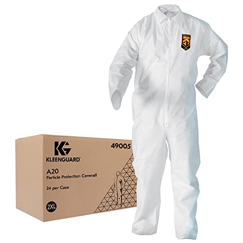 Image of KleenGuard A20 Breathable Particle Protection Coveralls (49005), Reflex Design, Zip Front, White, 2XL, 24 / Case