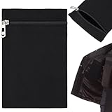 BENECREAT 2 Pack Sew in Side Pocket with Zipper, Canvas Cloth Black Hidden Pocket for Jackets Sweatshirts Travel Accessories, 7.4x4.9x0.12inch