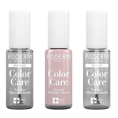 Base coat top coat et vernis parme PODERM contre l'ongle jauni