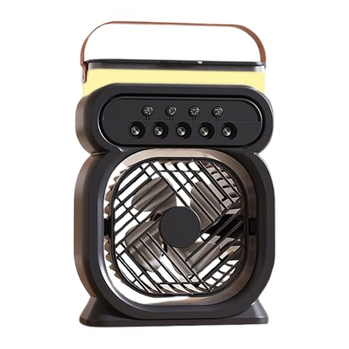 Arrovarp Ventilador con niebla, ventilador de aire acondicionado portátil con niebla, 3 velocidades de , aparato de refrigeración manejado y luz nocturna de 7 colores para dormitorio, viajes