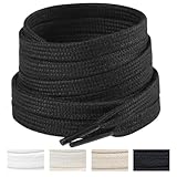 Handshop Wide Flat Athletic Shoelaces 5/16'(2 Pair) - Shoe Laces for Sneakers and Casual Shoes Replacements Black 55 inch (140cm)