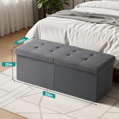 image for Snuvid 35-INCH Storage Ottoman Bench, Footrest with Storage, End of Be