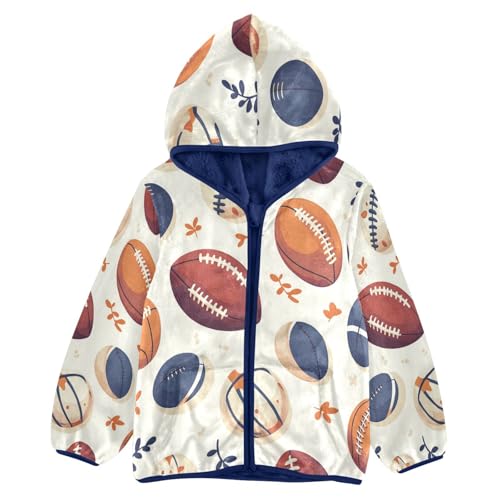 American Football Baseball Pattern Toddler Fleece Jacket Girl Boys Hooded Fleece Jacket Coat