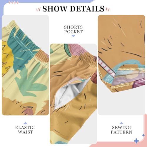 ZZXXB Pomeranian and Pineapple Boys Long Pants Soft Trousers Elastic Waist Kids Lounge Bottoms with Pockets S-XL4