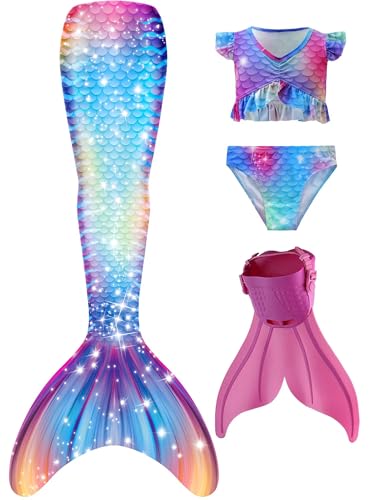 DNFUN Girls Mermeid Outfits with Monofin
