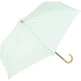 ビコーズ because 折りたたみ傘 晴雨兼用 日傘 レディース UVカット ストライプ トートバッグ ミニ グリーン B-094191
