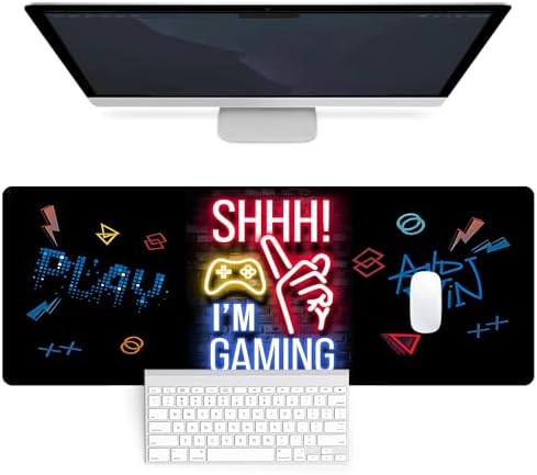 Extended Gaming Mouse Pad - 23.6x13.8 Inch Purple Lotus Flower Design With Non-Slip Rubber Base