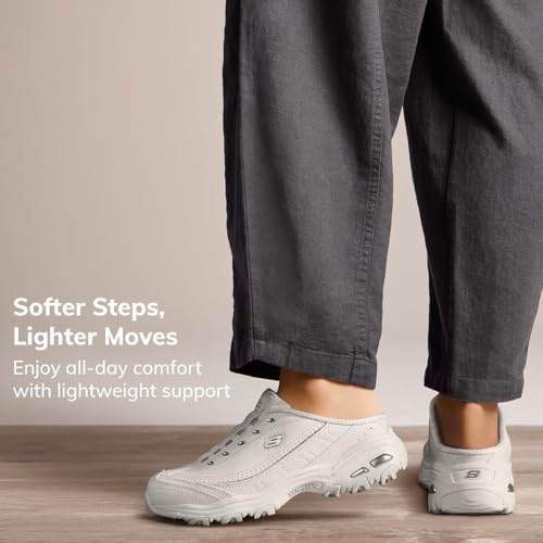 Skechers womens Bright Sky clogs and mules shoes, White/Silver, 8.5 US