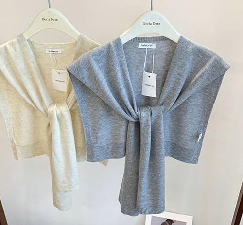 Knitted Shawls Wraps Shoulder Cape Knitted Knotted Shawl Scarf Open Front Cardigan Wrap Faux Collar Sweaters For Women4