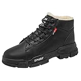 Hotberry Herren Winterschuhe Warm Halten Plus Samt Beiläufig Sportschuhe Herbst Winter Männer Outdoor Schneestiefel Baumwolle rutschfeste Freizeitschuhe Winterstiefel Schnürstiefel Schwarz 42 EU