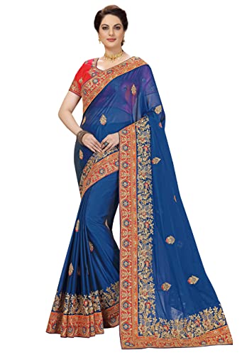 Panash Trends Damen bestickte Raggoli Seide Saree für Damen, Morpeach, Einheitsgröße Cover