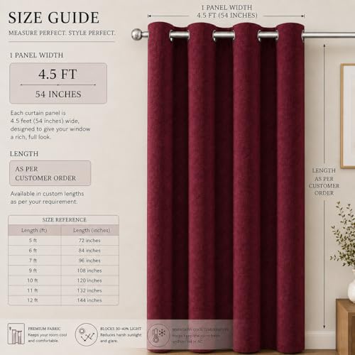 Image of Velvet Curtains | Heavy Soft Premium Velvet Drapes for Bedroom and Living Room | Semi Light Blocking, Thermal Insulated and Noise Reducing Window Panels | 5 Feet, Set of 2 (Maroon)