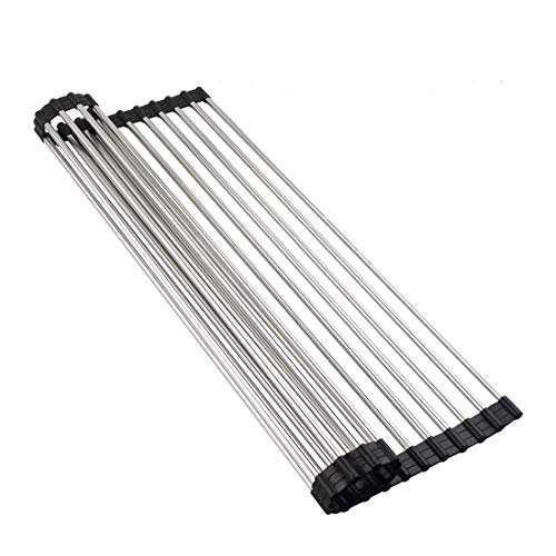 Roll-up Dish Rack Dish Drainer over the Sink Dish Drying Rack Foldable SUS 304 Stainless Steel Dish Drying Rack