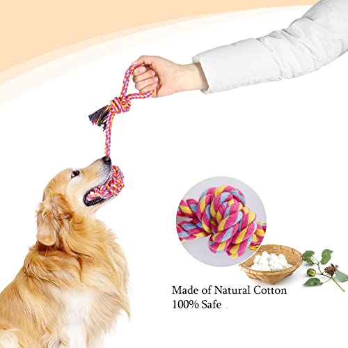 Vivifying Hundespielzeug Seil mit Ball, 2 Stück Interaktive Geflochtene Baumwolle Hundeseil Knoten für Hunde Zähne Reinigung