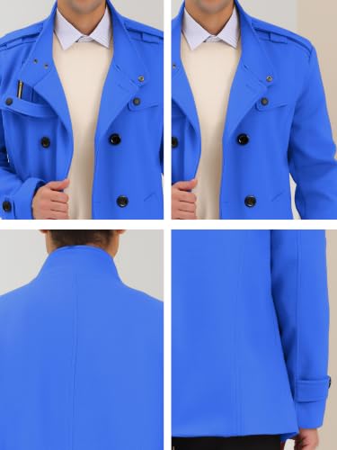 Image of Lars Amadeus Men's Winter Coat Classic Double Breasted Stand Collar | Classic double breasted pea coat with button closure and pockets, True to size fit Business ready